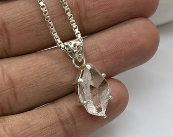 Top Quality Herkimer Diamond Pendant, Herkimer Diamond Necklace, Diamond Quartz 925 Silver Pendant, Diamond Quartz Necklace, Free Shipping