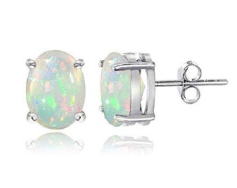 Natuurlijke Ethiopische Opal Stud Oorbellen, 925 Sterling Zilveren Oorbellen, Push Back, Oval Studs Oorbellen, Solitaire Oorbellen, Oktober Birthstone