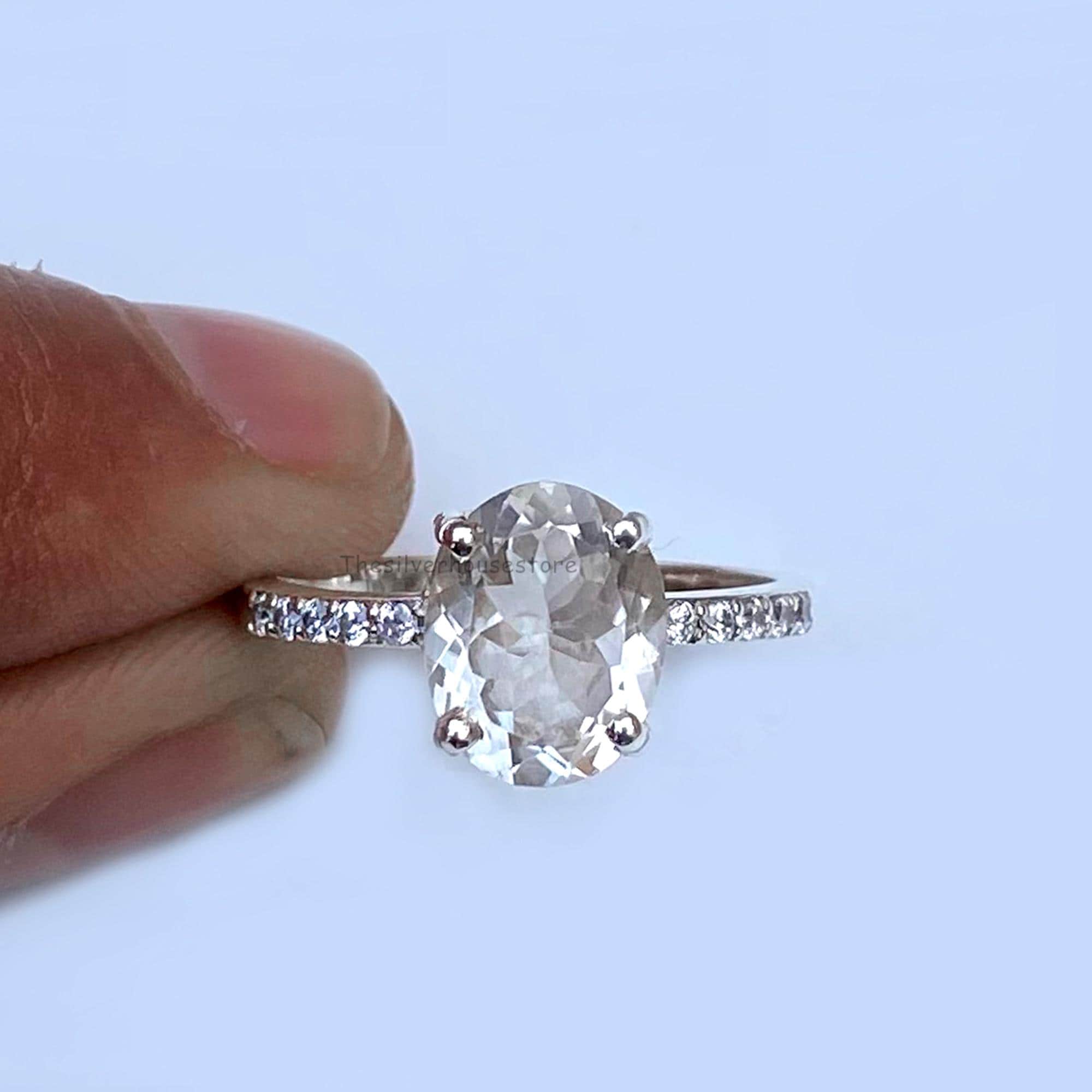 Genuine Oval Petalite Ring: 925 Sterling Silver Gemstone Rings Anniversary Gift For Her