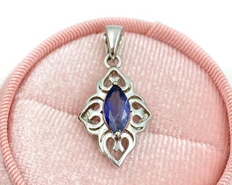 100% natürlicher Iolith Vintage Anhänger, 925 Sterling Silber Anhänger, September Birthstone Designer Anhänger, Cut Blue Iolith Anhänger, Geschenk Her