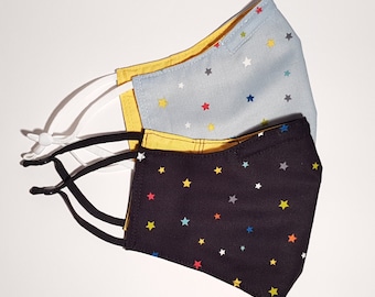 Adjustable Face mask with nose wire & filter pocket - SIZE LARGE