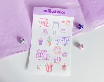 Kawaii Dessert Stickers | Waterproof Vinyl, Bujo Planner Stickers, Ice Cream & Snacks