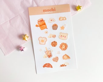 Mochi Bear Stickers | Kawaii Dessert & Pastry Stickers, Waterproof Vinyl, Cafe