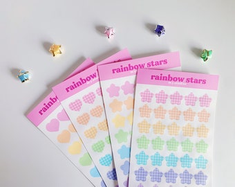 Kawaii Rainbow Star & Heart Stickers | Waterproof Vinyl Planner Stickers