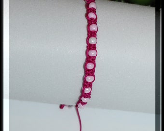 Gift for her, Adjustable Macrame Pink bracelet, friendship, boho hippie, beach, layer bracelet, dainty bracelet