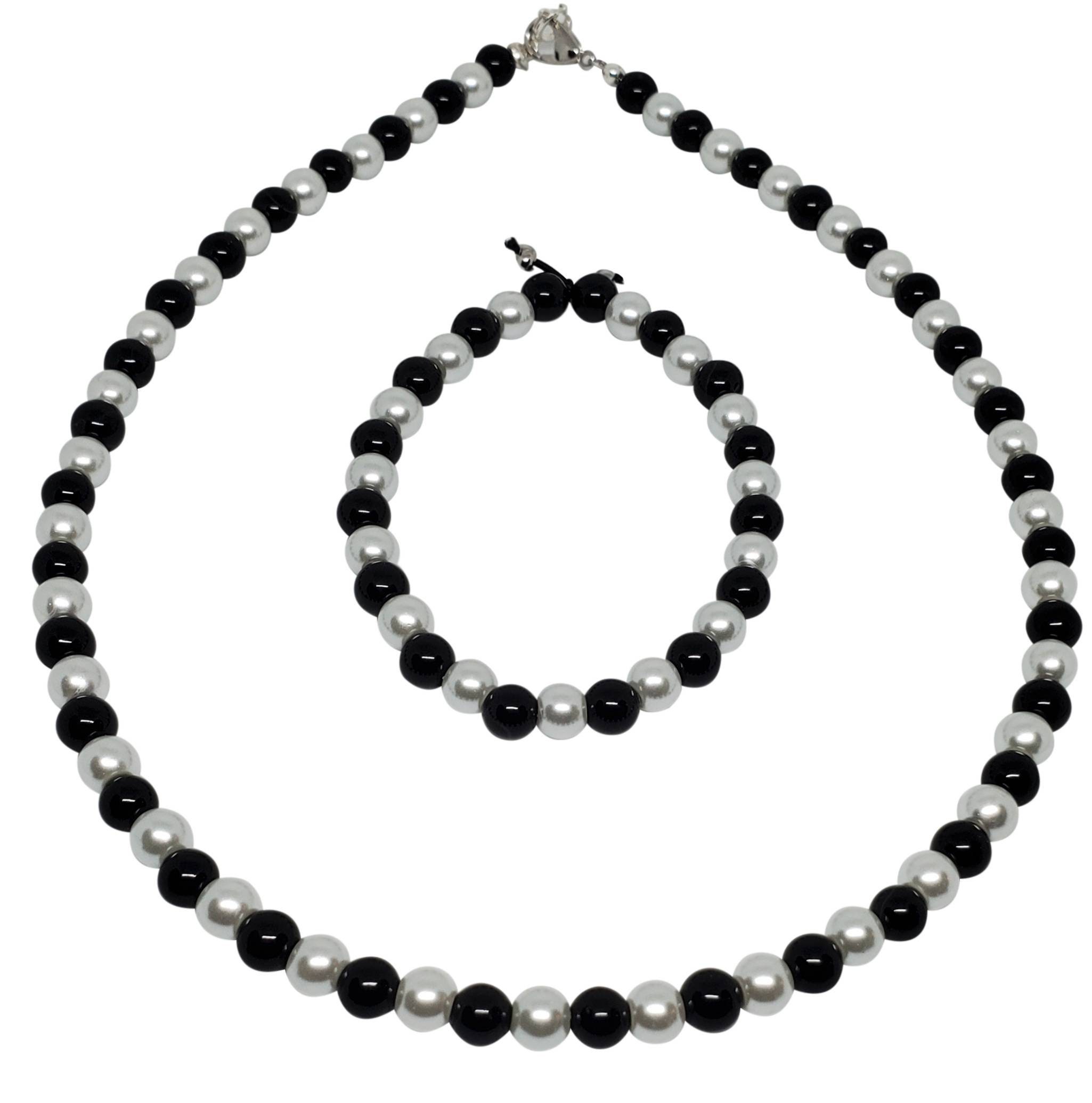 Black and White Pearl Necklace 16 Inches With Matching - Etsy