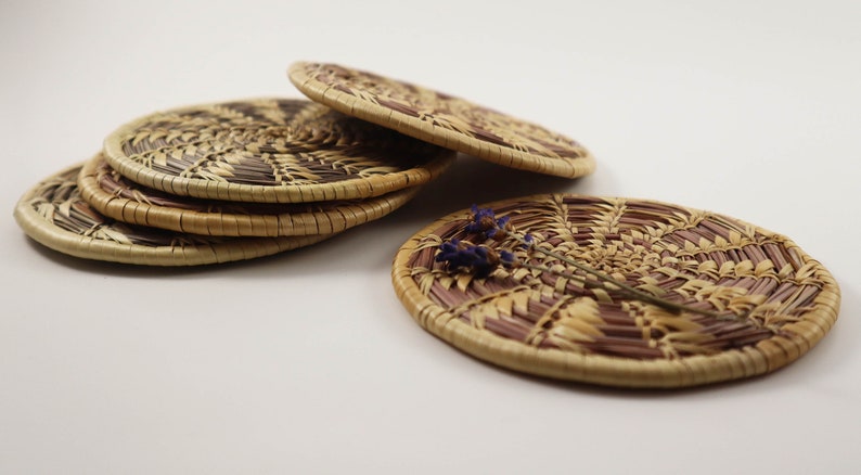 Handmade Tea Coaster, Natural Hand Weaved Tea Coaster, Set of 5, Fair ...