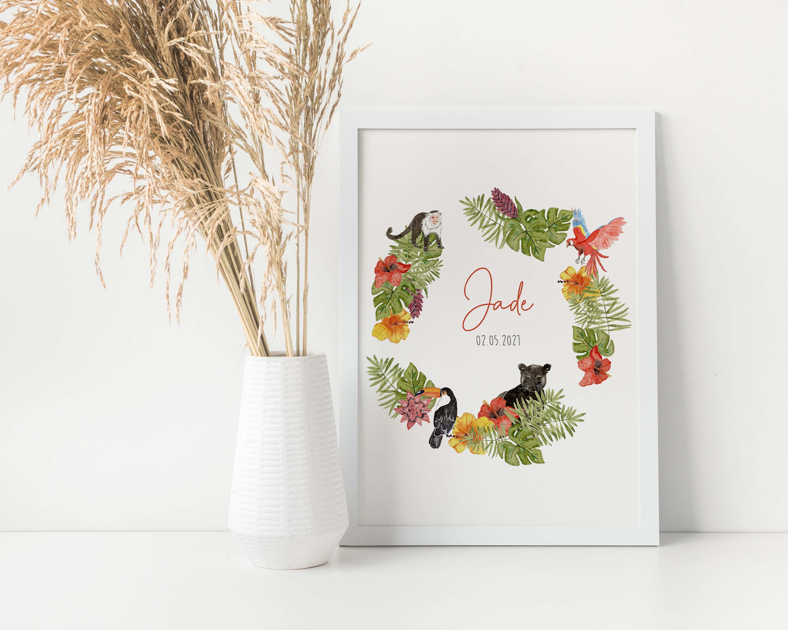 Affiche Prénom Couronne Tropicale