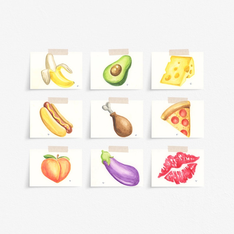 Watercolor Avocado Emoji Print