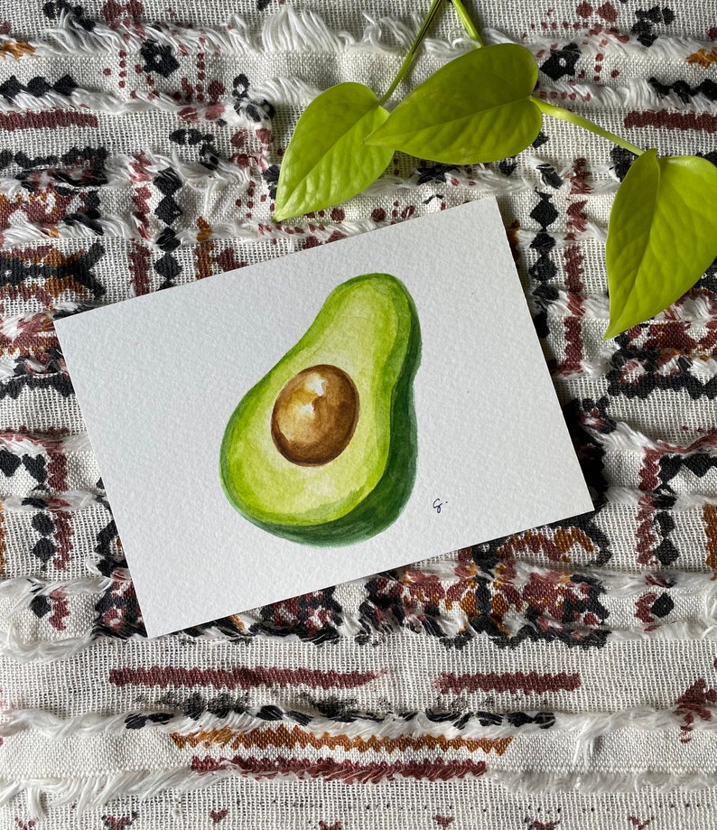 Watercolor Avocado Emoji Print