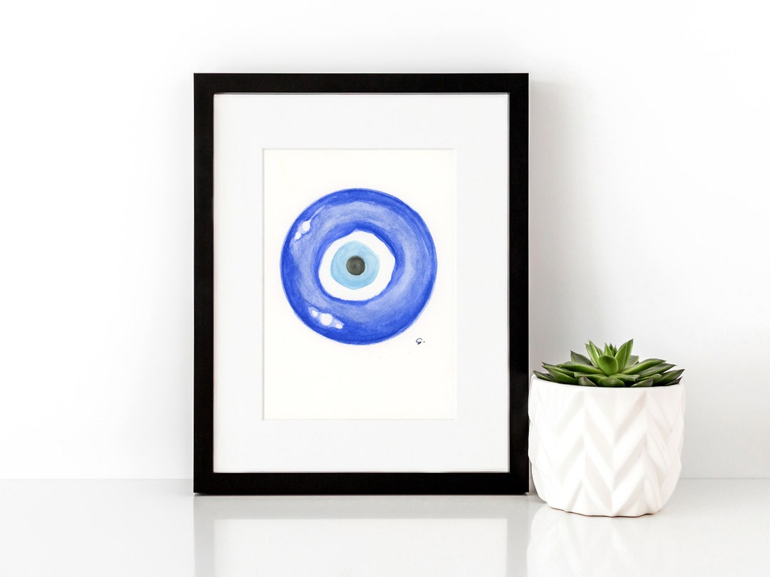Watercolor Evil Eye Emoji Print Etsy