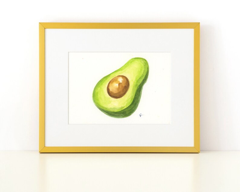 Watercolor Avocado Emoji Print