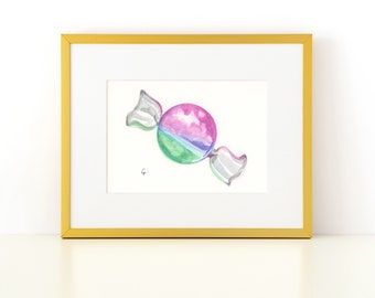 Watercolor Candy Emoji Print