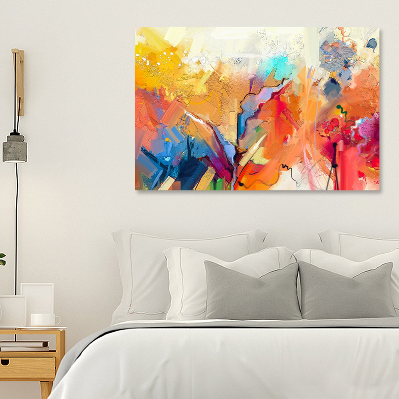 Bright Multicolor Painting Abstract Canvas Print Wall Art Etsy
