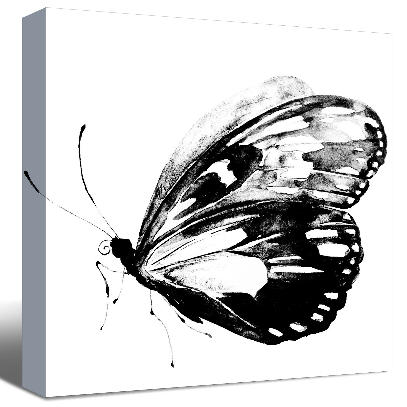 Black Butterfly Painting canvas Black and White Canvas Wall Etsy