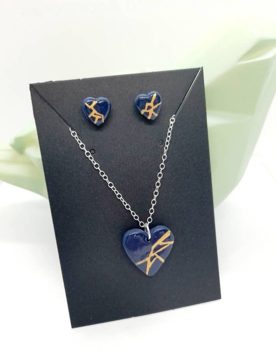 Kintsugi Japanese Style Jewellery Set. Necklace and Stud Etsy