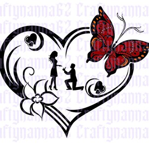 Hearts and Butterfly proposal svg/dxf/png