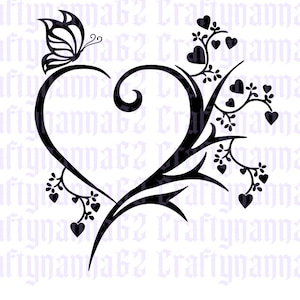 Herzen und Schmetterling svg / dxf / png