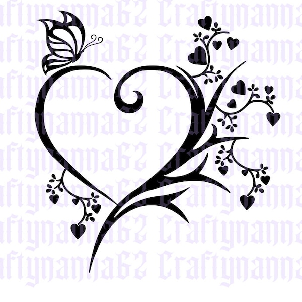 Hearts and Butterfly svg/dxf/png