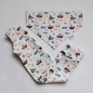 Nautical Baby and dog matching outfit set, dog and human matching, dog sibling set, matching dog and kids, dog child matching ocean summer