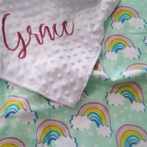 Rainbow dog blanket, personalized dog blanket, custom puppy blanket, rainbow blanket for dog, pet blanket, embroidered dog blankie