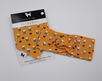 Bee Matching Dog Owner headband Set, Dog bandana, Dog owner matching headband and bandana, Personalized Matching Dog Bandana hair tie