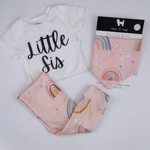 Rainbow Baby and dog matching outfit, little sister dog baby announcement, dog sibling set, matching dog and baby, dog bandana, going home