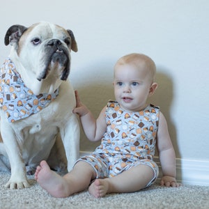 Baby and dog matching outfit, dog and human matching set, dog sibling set, matching dog baby onesie, dog bandana pregnancy announcement