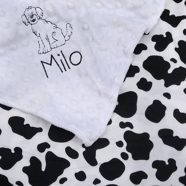 Cow print custom dog blanket, Personalized dog blanket, custom puppy blanket, blanket for dog, pet blanket, dog couch cover, pet throw