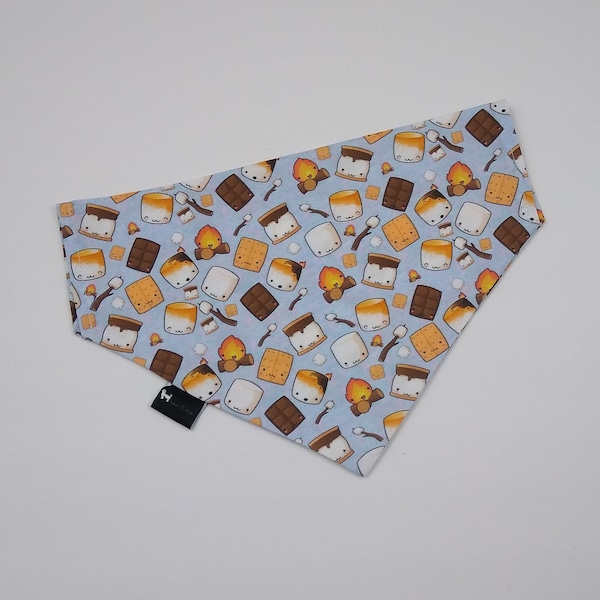 Smores Dog bandana, Slip over the collar dog bandana, Bandana for boy dog, Pet Scarf, Dog Accessories, camping bandana for dog, summertime