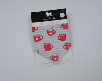 Hot Cocoa Dog bandana, Slip over the collar dog bandana, Bandana for dog, Pet Scarf, Dog Accessories, holiday bandana for dog, Christmas