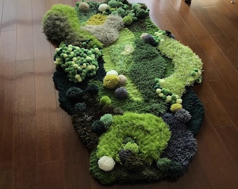 Green Moss Latch Hook Rugs Moss Forest Rugs Carpet Custom Moss Meadows Forest Rugs Beside Rugs Home Decor Rug For Bedroom Aesthetic