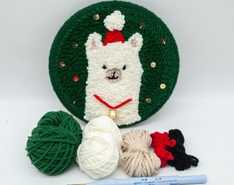 Alpaca Punch Needle Kit for Beginner,Punch embroidery,Christmas Gift,Kid's & Adults Craft,Handmade Wall art
