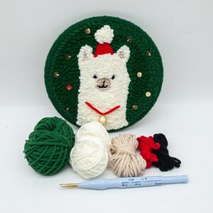 Alpaca Punch Needle Kit for Beginner,Punch embroidery,Christmas Gift,Kid's & Adults Craft,Handmade Wall art