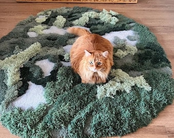 Forest and Lake Turfted Rugs,3D Turftting Area Rugs Carpet,Hand Turfted Wool Rugs,Art Rugs.Moss Rugs,Kid's Room play rugs,Custom Rugs