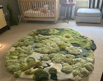 Turfted Wool Moss Rug,Handmade Forest Rugs,3D Area Turfting Rugs Carpet,Rugs,Kid's Carpet,Artificial Grass Area Rug,Customized Moss Rugs