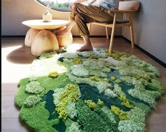 Moss Rugs, Grass Rugs Carpet,Turfted Wool Rugs,Handmade Rugs,3D Area Turfting Rugs Carpet,Customized Rugs,Artificial Grass Area Rug