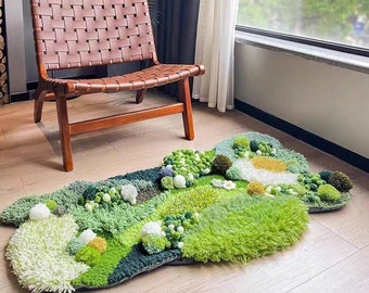 Handmade Latch Hook Rugs/Carpets,Abstract Forest /Moss Rugs,Custom Moss Meadows Rugs