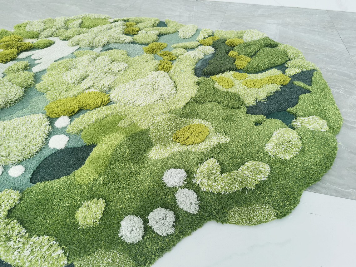 Moss Rugs Grass Rugs Carpetturfted Wool Rugshandmade Etsy