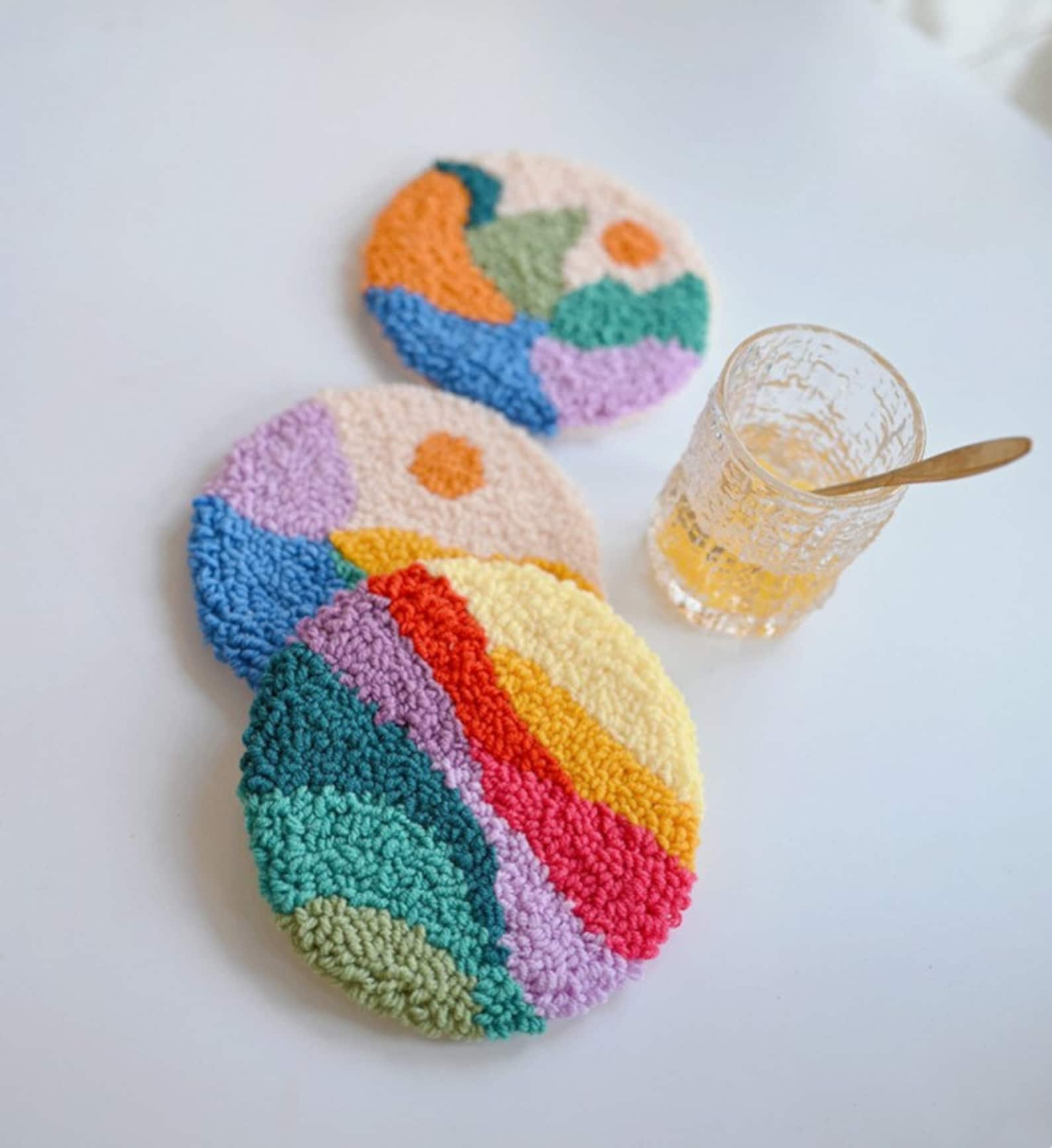 Mountain & Sun Punch Needle Coaster Full Kit for Starter DIY Etsy