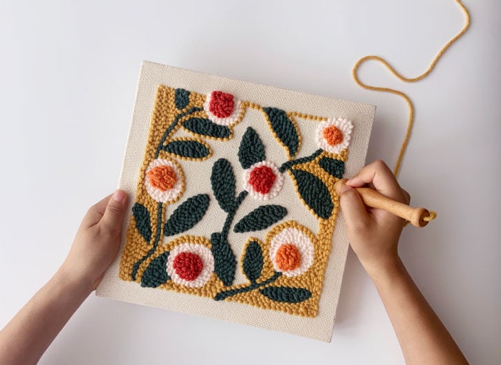 Flora Punch Needle Kit for Wall Decor, Punch Embroidery Kit, DIY Home ...