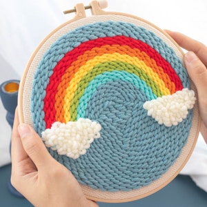 Punch Needle Beginner Kits Punch Needle Tool Threader Fabric Embroidery Hoop Yarn Rug Punch Needle Adults Kid&#39;s Craft