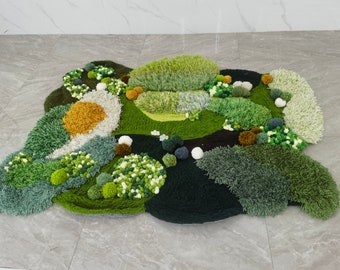 Custom Latch Hook Rugs Carpets,Green Abstract Forest  Moss Rugs,Custom Moss Meadows Rugs