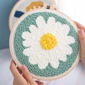 Punch Needle Beginner Kits Punch Needle Tool Threader Fabric Embroidery Hoop Yarn Rug Punch Needle Adults Kid&#39;s Hand Embroidery