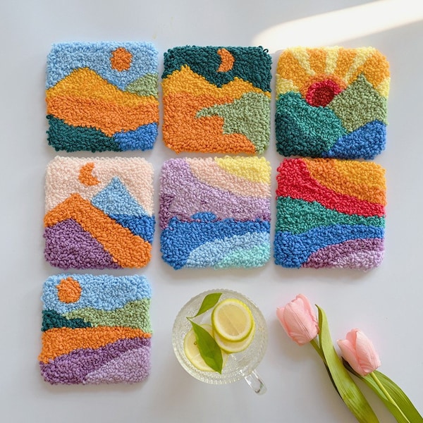 Punch Needle Coaster Etsy