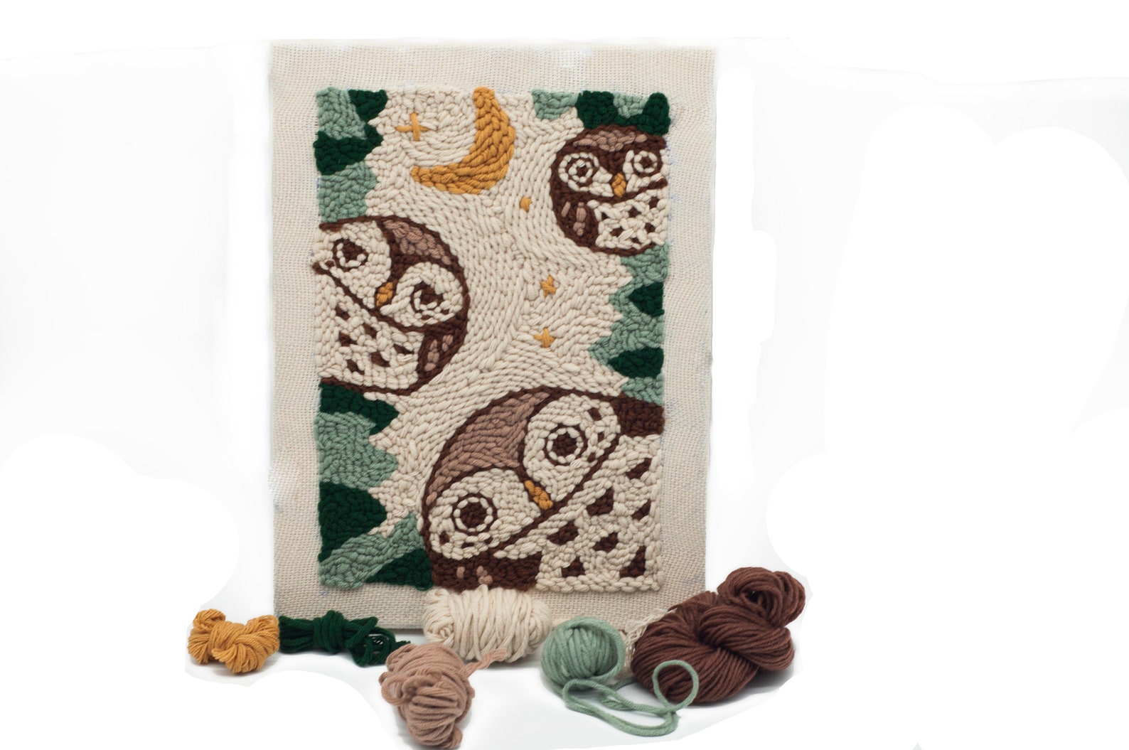 OWL Punch Needle Full Kits for Beginner With Threader Fabric Etsy UK
