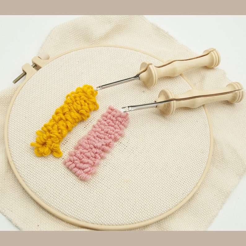 Punch Needle Yarnwooden Punch Needle With Gap Monks Cloth Etsy