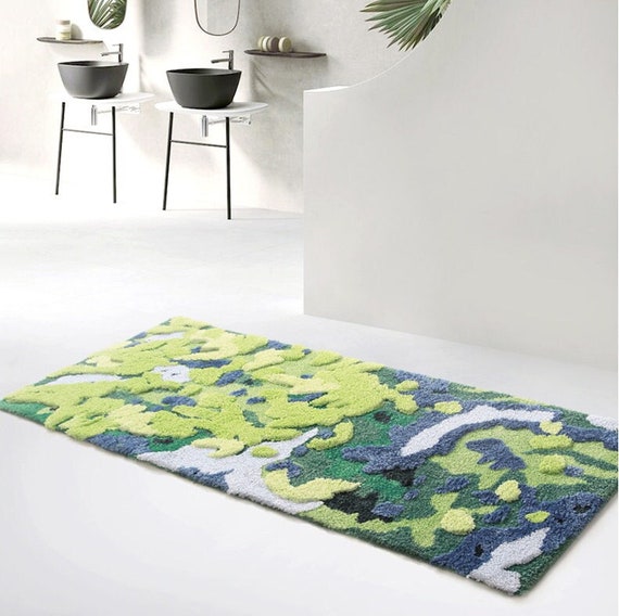 3D Moss Area Rug Green Moss Carpet Bedside Floor Mat Anti-slip Modern Home  Rugs