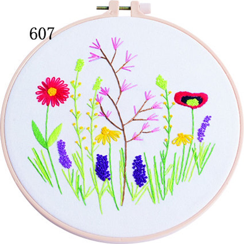 Buy 2 Get 1 Free Embroidery Starter Kit with Pattern and Instructions Stamped Embroidery Full Kits with Hoop Cross Stitch Set