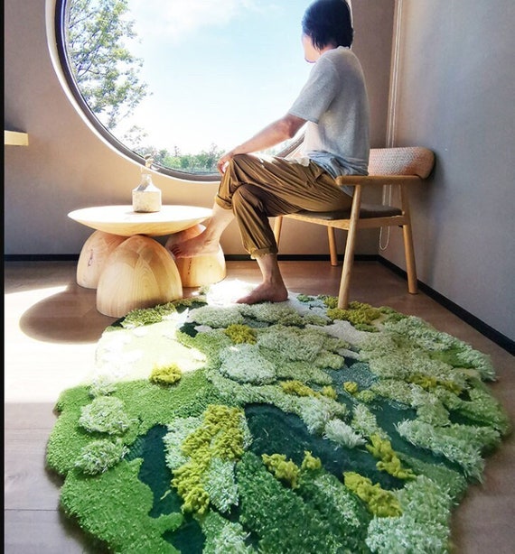 Moss Rugs, Grass Rugs Carpet,Turfted Wool Rugs,Handmade Rugs,3D Area Turfting Rugs Carpet,Customized Rugs,Artificial Grass Area Rug